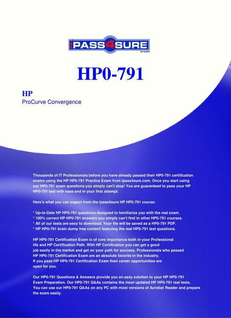 HP0-791 HP ProCurve Convergence