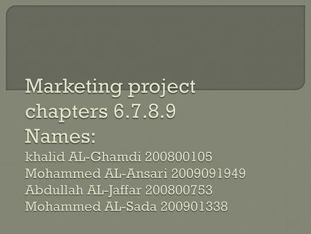 Marketing project chapters