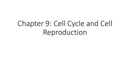 Chapter 9: Cell Cycle and Cell Reproduction