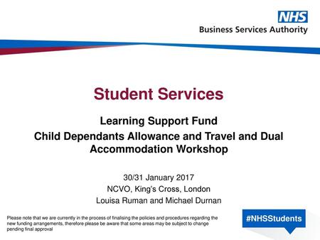 Child Dependants Allowance and Travel and Dual Accommodation Workshop