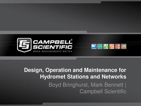 Design, Operation and Maintenance for Hydromet Stations and Networks