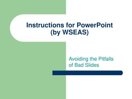 Instructions for PowerPoint (by WSEAS)