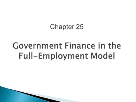 Chapter 25 Government Finance in the Full-Employment Model