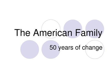 The American Family 50 years of change.