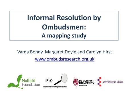 Informal Resolution by Ombudsmen: A mapping study