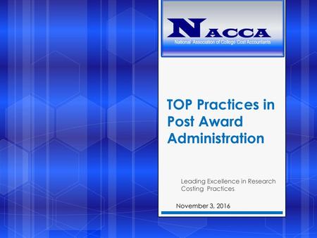 TOP Practices in Post Award Administration