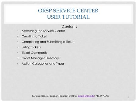 ORSP Service Center User Tutorial