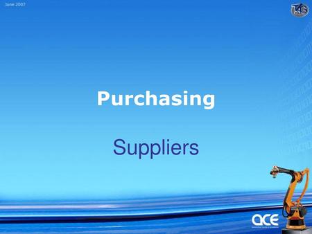 Purchasing Suppliers.