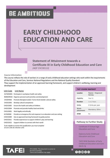 Early Childhood education and care