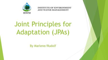 Joint Principles for Adaptation (JPAs) By Marlene/Rudolf