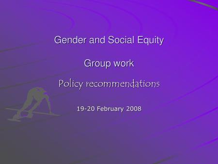Gender and Social Equity Group work