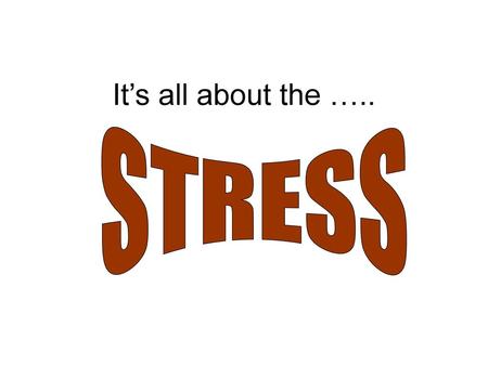 It’s all about the ….. STRESS.