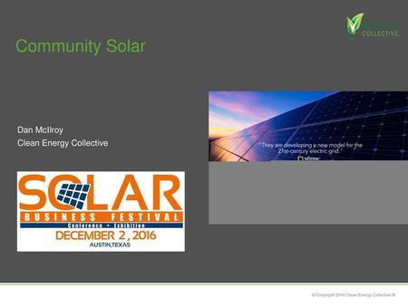 Community Solar Dan McIlroy Clean Energy Collective.