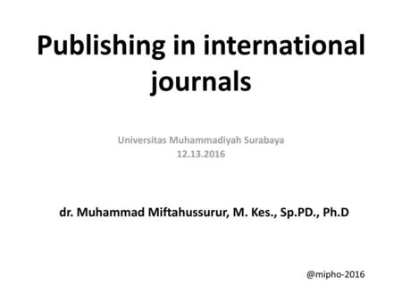 Publishing in international journals