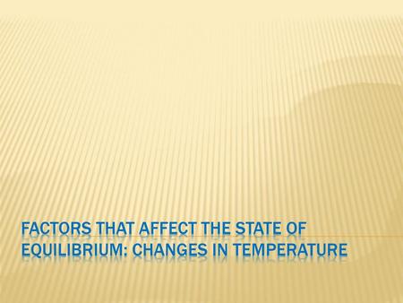 Factors that affect the state of equilibrium: Changes in temperature