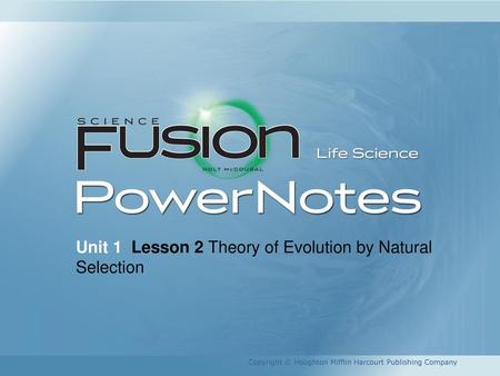 Unit 1 Lesson 2 Theory of Evolution by Natural Selection