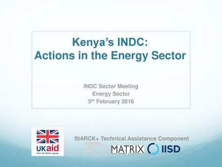Kenya’s INDC: Actions in the Energy Sector