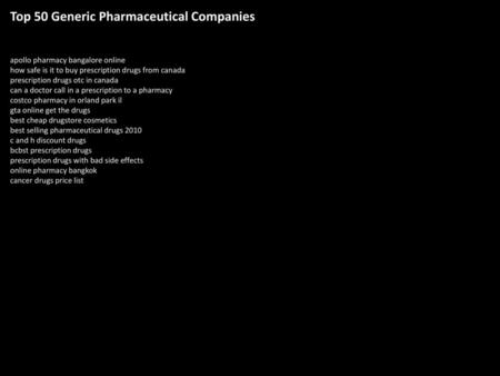 Top 50 Generic Pharmaceutical Companies