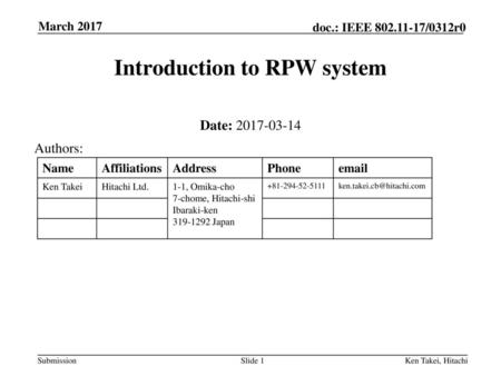 Introduction to RPW system