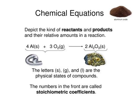 Chemical Equations Depict the kind of reactants and products