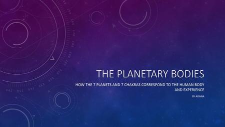 The Planetary bodies How the 7 planets and 7 chakras correspond to the human body and experience By Aiyana.