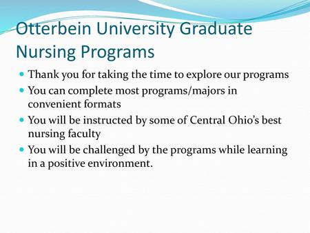Otterbein University Graduate Nursing Programs