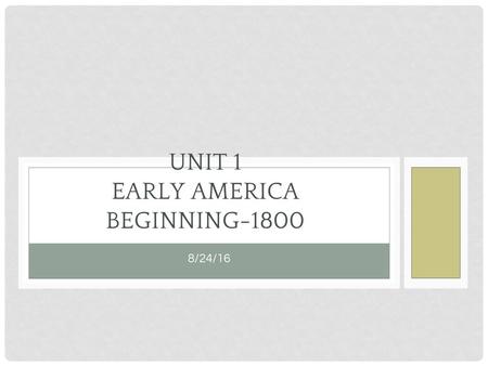 UNIT 1 EARLY AMERICA BEGINNING-1800
