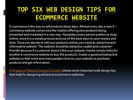 Top Six Web Design Tips for eCommerce Website