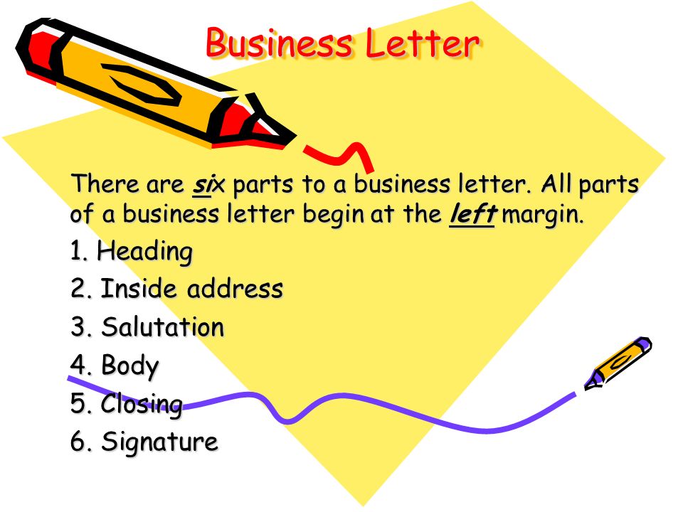 different parts of business letter
