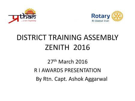 DISTRICT TRAINING ASSEMBLY ZENITH 2016