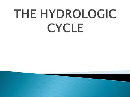 THE HYDROLOGIC CYCLE.