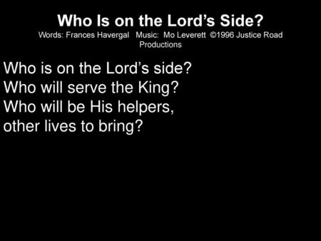 Who Is on the Lord’s Side