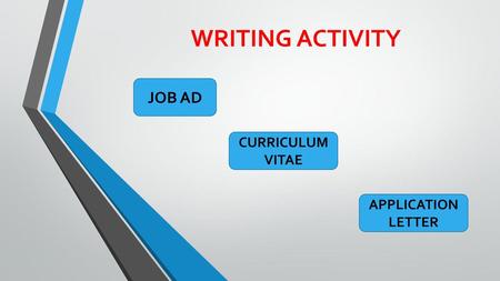 WRITING ACTIVITY JOB AD CURRICULUM VITAE APPLICATION LETTER.