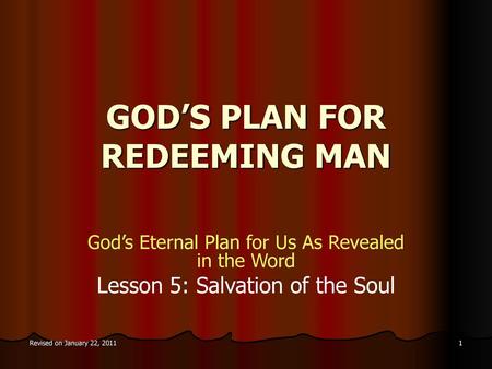 GOD’S PLAN FOR REDEEMING MAN