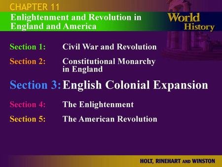 Section 3: English Colonial Expansion