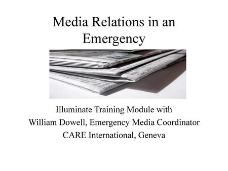 Media Relations in an Emergency