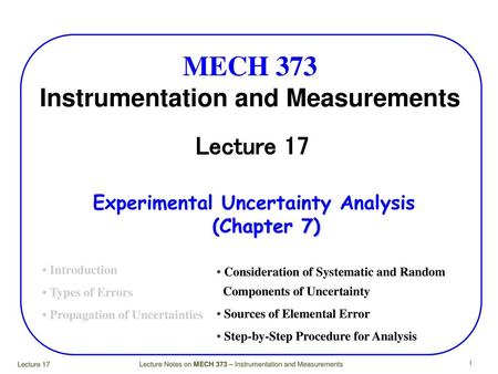 MECH 373 Instrumentation and Measurements