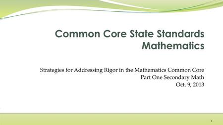 Common Core State Standards Mathematics