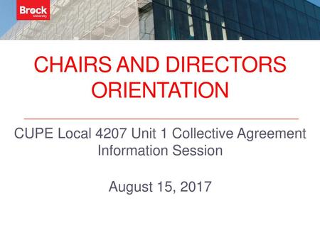Chairs and Directors Orientation