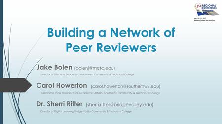 Building a Network of Peer Reviewers