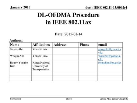 DL-OFDMA Procedure in IEEE ax