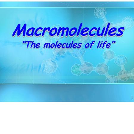 Macromolecules “The molecules of life”