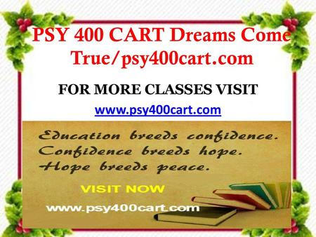 PSY 400 CART Dreams Come True/psy400cart.com