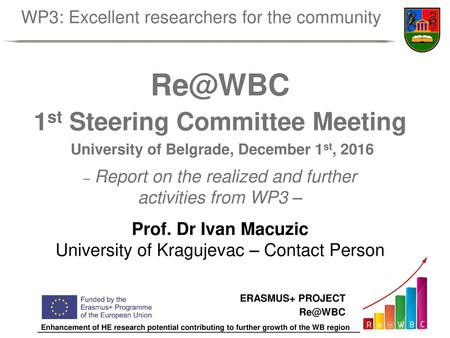 1st Steering Committee Meeting activities from WP3 –