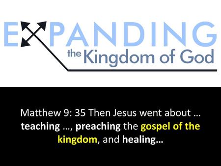 Where is heaven Matthew 9: 35 Then Jesus went about … teaching …, preaching the gospel of the kingdom, and healing…