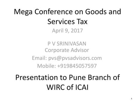 Mega Conference on Goods and Services Tax