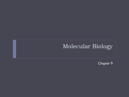 Molecular Biology Chapter 9.