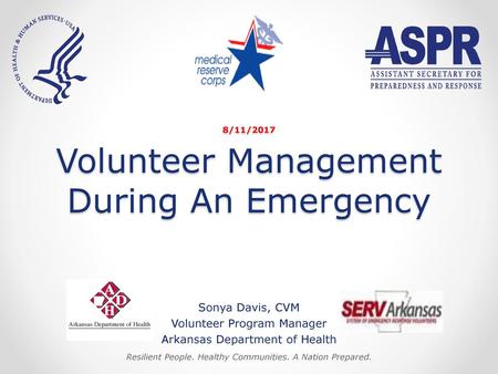 8/11/2017 Volunteer Management During An Emergency