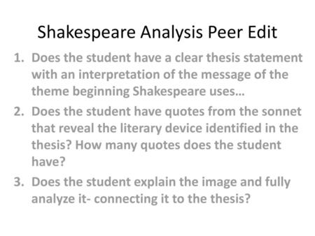 Shakespeare Analysis Peer Edit