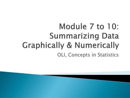 Module 7 to 10: Summarizing Data Graphically & Numerically